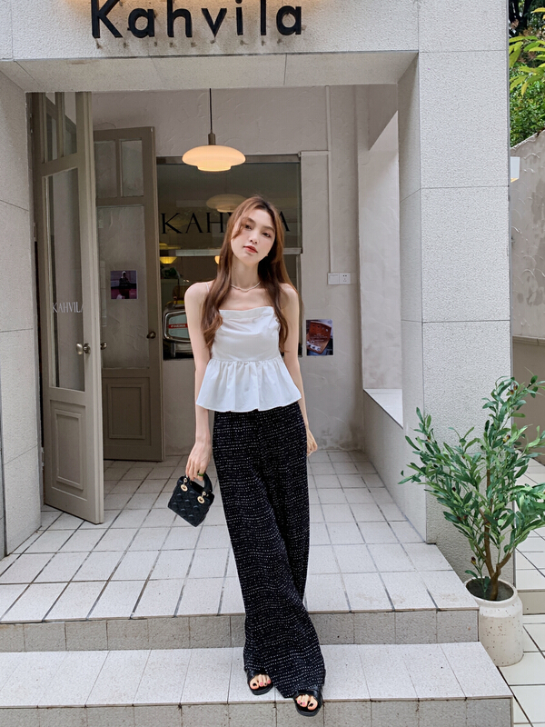 [herb] fashionable beautiful back ruffled vest / sling s22227091# lwy