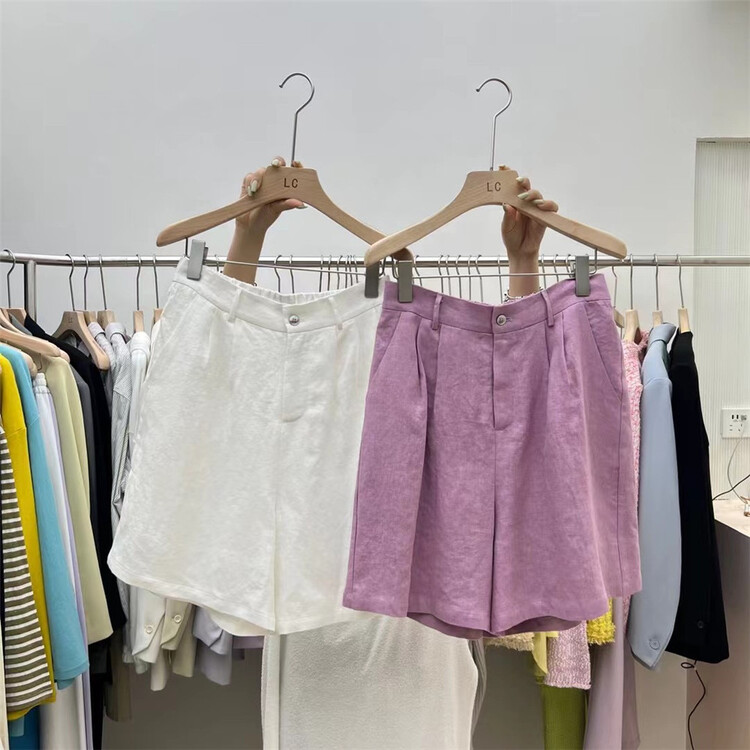 goods in stock! [Las celula] Korean versatile simple cotton linen casual shorts 3550# zxx