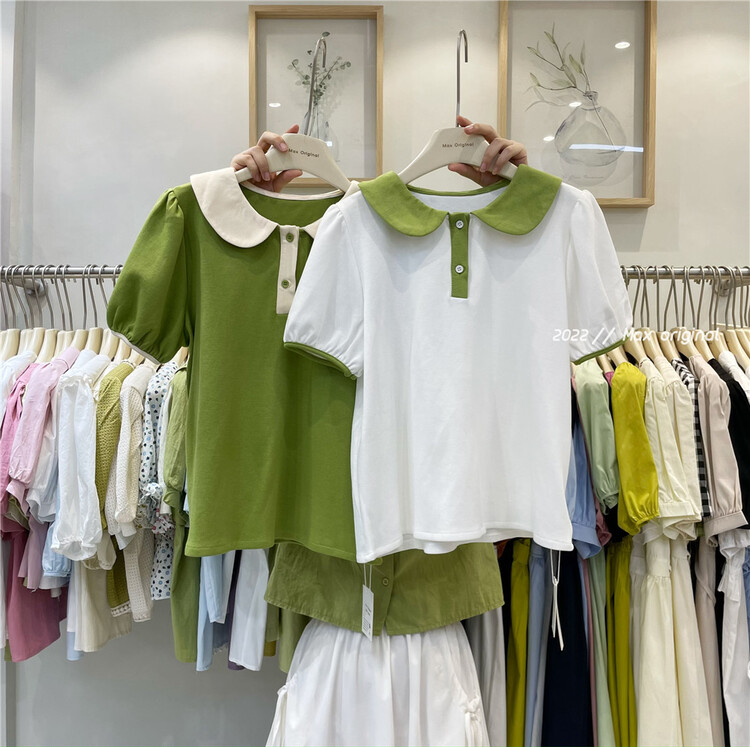 [Max original] color blocking fashion versatile blouse 98180# HBx