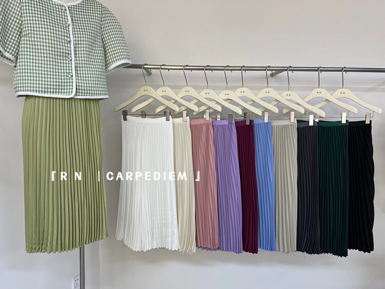 goods in stock! [R n] Korean loose and versatile elastic waist pleated skirt 80586# ll