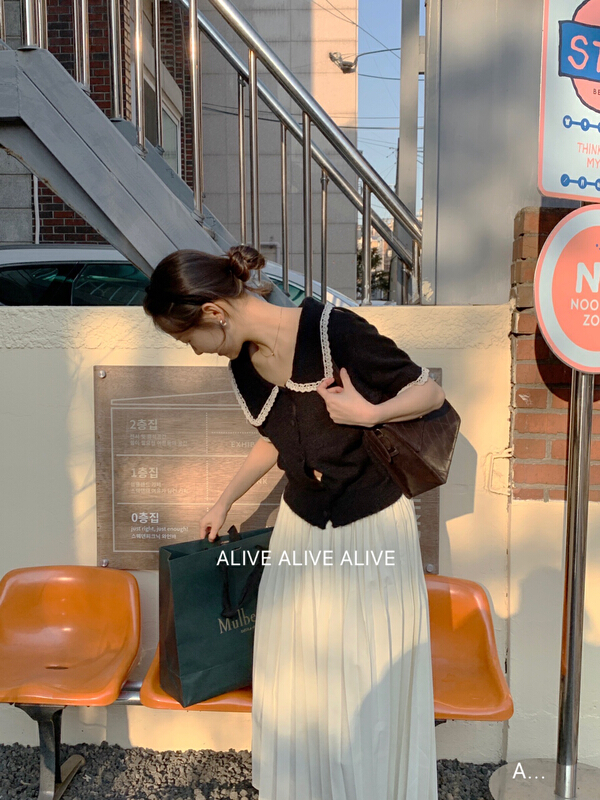 New in early summer! [alive] lady foreign style pleated skirt 12891# lwy