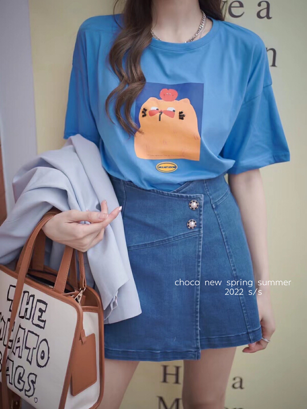 New year in early spring! [choco] Pullover heavy industry beading small cute tiger printed short sleeve T-shirt 8155# HBx