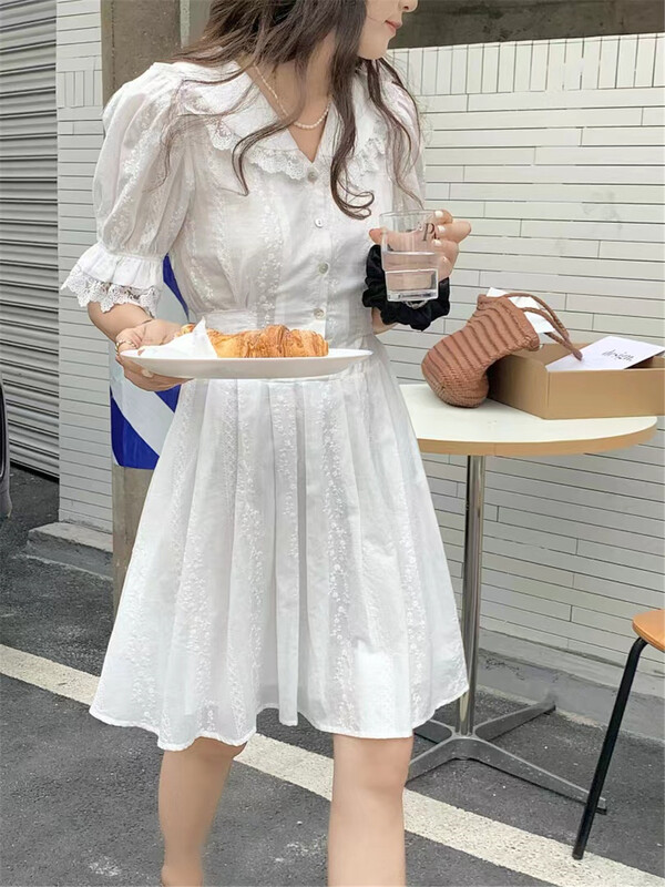 goods in stock! New in early summer! [MSN] sweet Japanese doll Neck Lace stitched dress lyq20# CLS