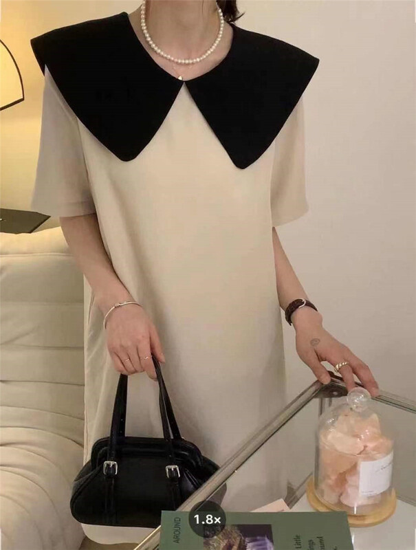 [Xiangli] baby collar color blocking casual dress 2018# PCZ