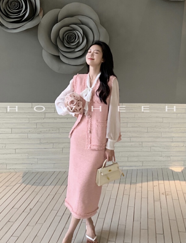 goods in stock! New year in early spring! [Xiu Xixi] Korean version of simple small fragrance skirt 19321# zxx