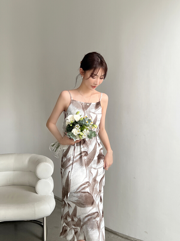 [context sense] temperament fashion printed suspender dress tts1413# CLS