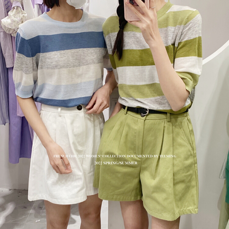goods in stock! New in early summer! [teem ing] stripe fashion niche warm sweater 22t190# hjy
