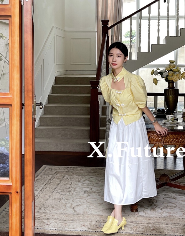 [x.future] French advanced high waist pleated puffy skirt x8112# zxx