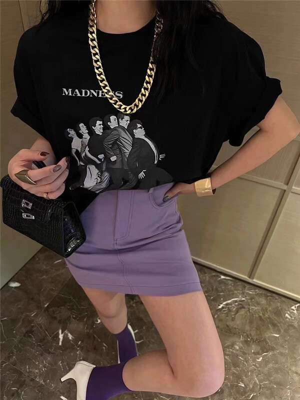 [3C +] letter print versatile short sleeve T-shirt 7009# zxl