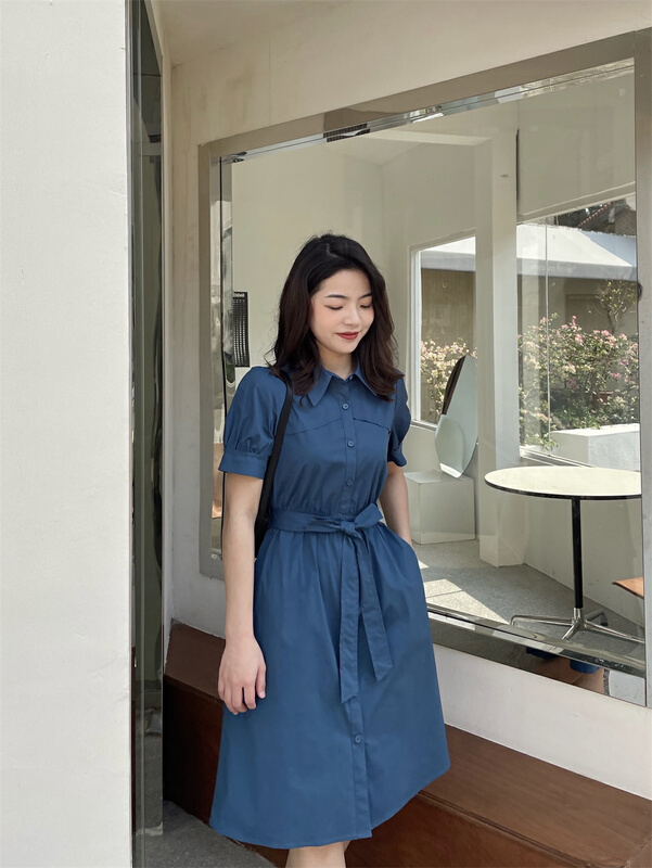 New in early summer! [woo woo shop] Korean commuter fashion dress (with belt) 32840# WPL