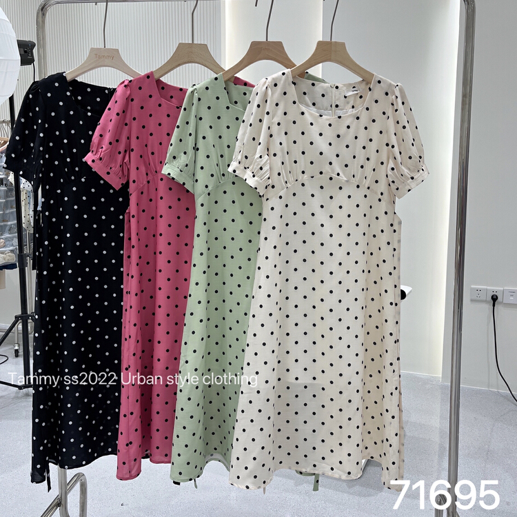 [Tammy] square neck slim waist versatile dress 71695# L