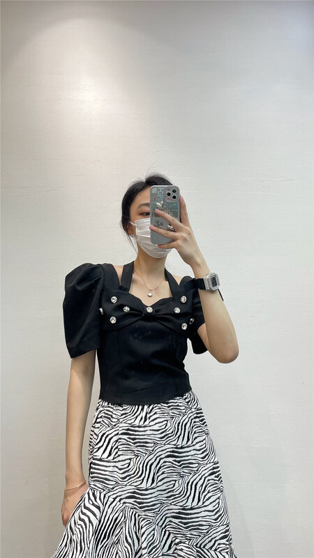 [sk-11] neck hanging bubble sleeve sweet little shirt 785# XYJ