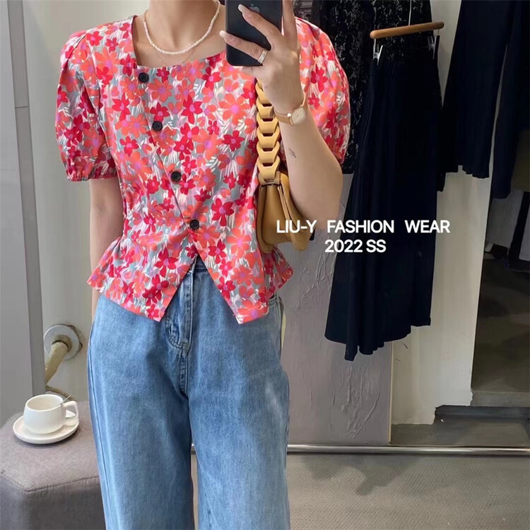 goods in stock! [Liu. Y] single breasted floral comfort shirt 6183# ll