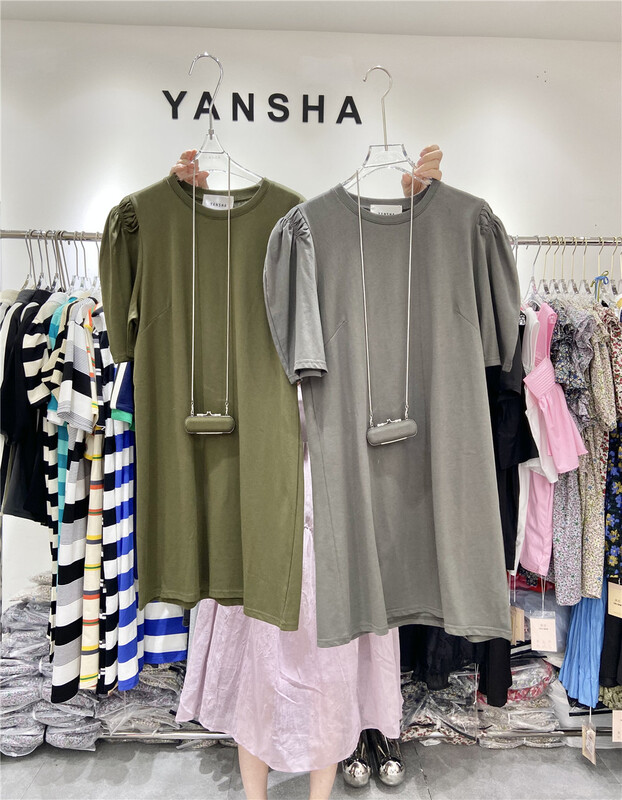 [Yan Sha] small and slim, foreign style, bubble sleeve dress (with bag) 228# CLS