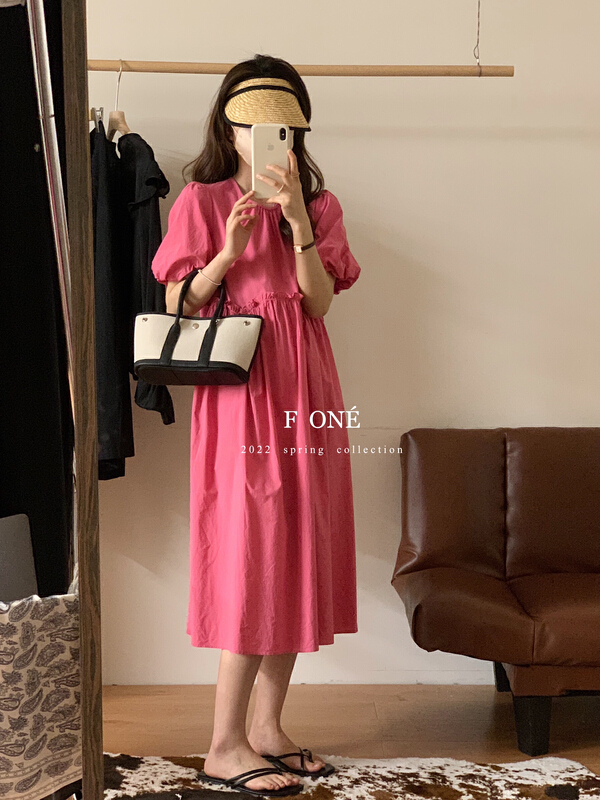 [f one] Korean loose solid dress 66116# WPL