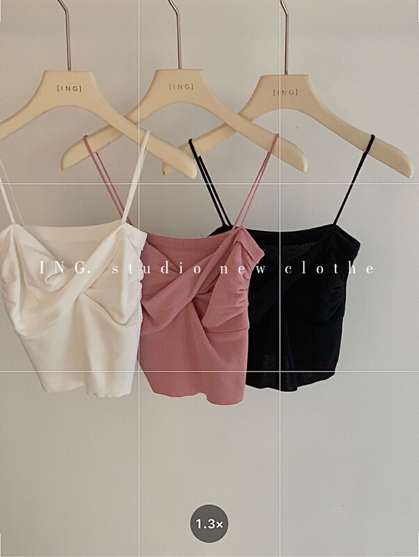 [ing] versatile design twist pleated vest / sling w3469# HBx