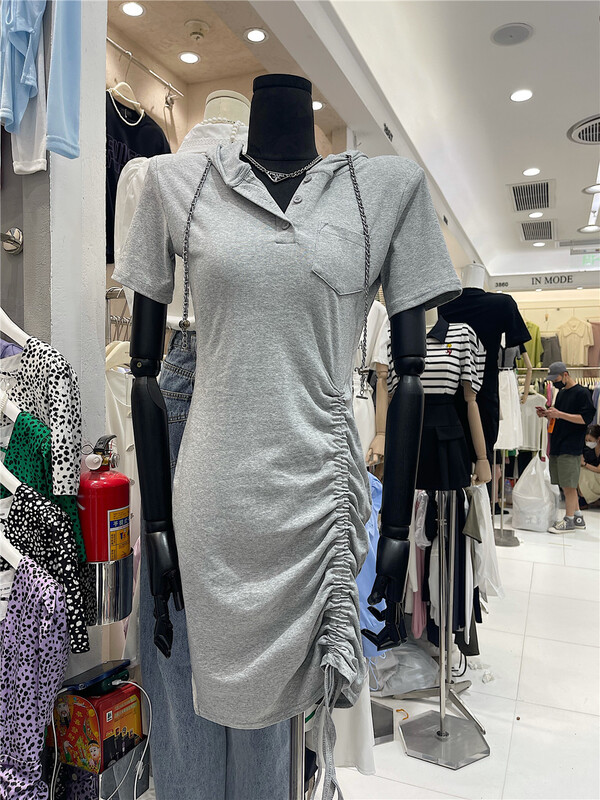 [lucky. Bibi] Korean drawstring slim Hooded Dress 899# cqw