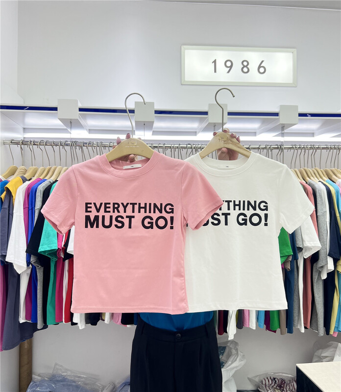 New in early summer! [1986] crew neck lettered Casual Short Sleeve T-shirt c740# LSL