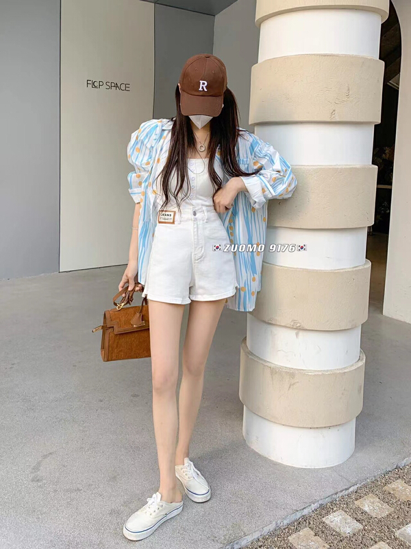 New in early summer! [zuomo zomo] Korean small card design versatile denim shorts 9176-2 white 9176-1 black # XJ