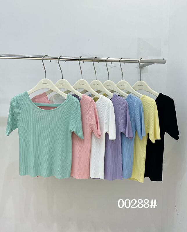 [the nice] design sense curved bead ice silk short sleeve T-shirt 00288# hjy