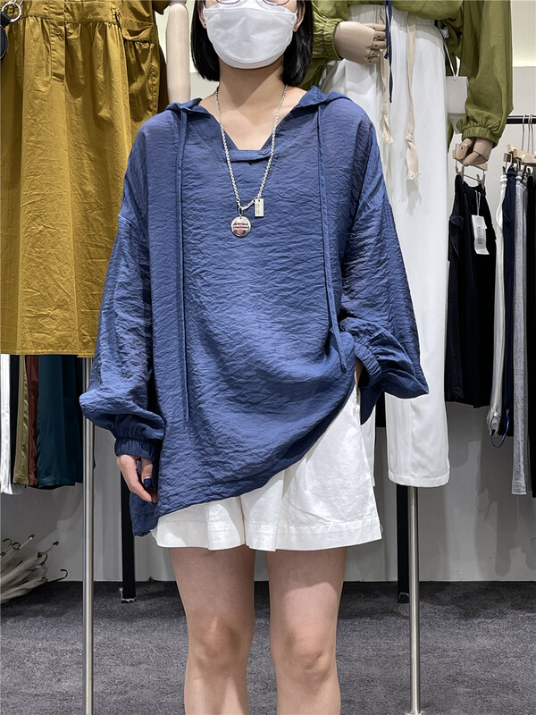 [original by hnhl] simple fashion hooded loose sunscreen shirt 17879# L