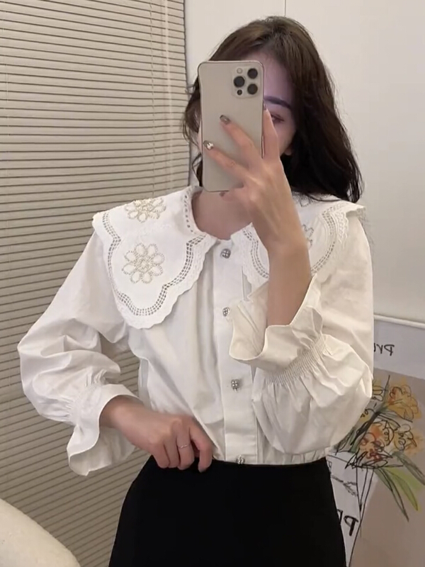 New year in early spring! [JH] baby collar Handmade Beaded Xiaoxiang blouse 40878# hjy