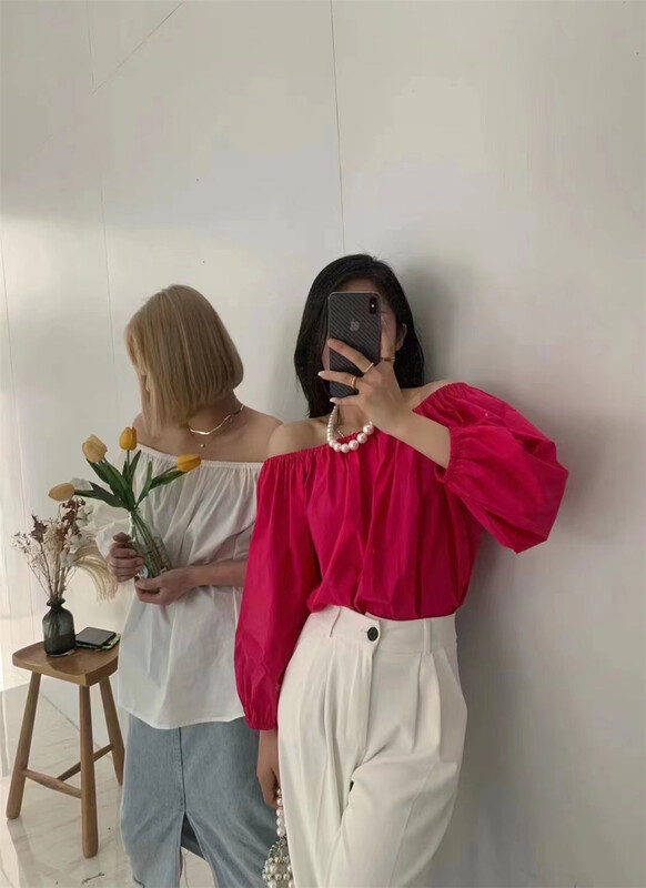 [al] off shoulder Pullover short sleeve shirt 012-1# lwy