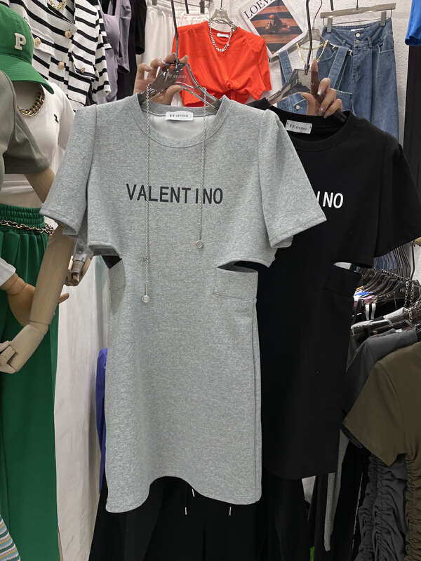 [FF. Studio] Korean round neck Pullover short sleeve letter dress (only dresses) 2259# ozq
