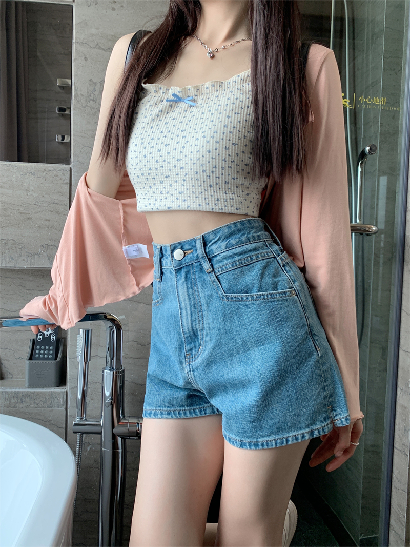Real price 2022 new high waist versatile loose denim hot pants