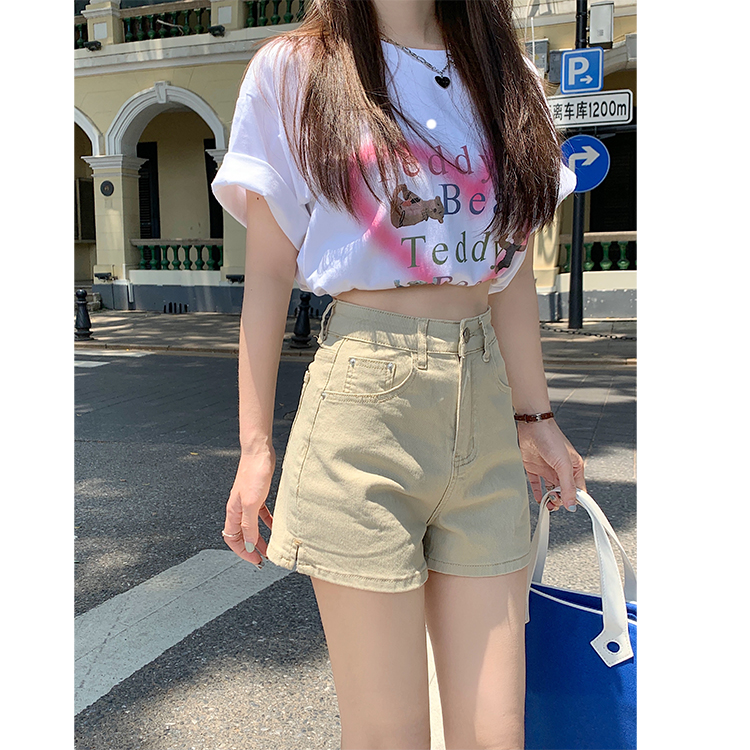 Real shooting real price split denim shorts high waist thin elastic careful machine hot girl pants women