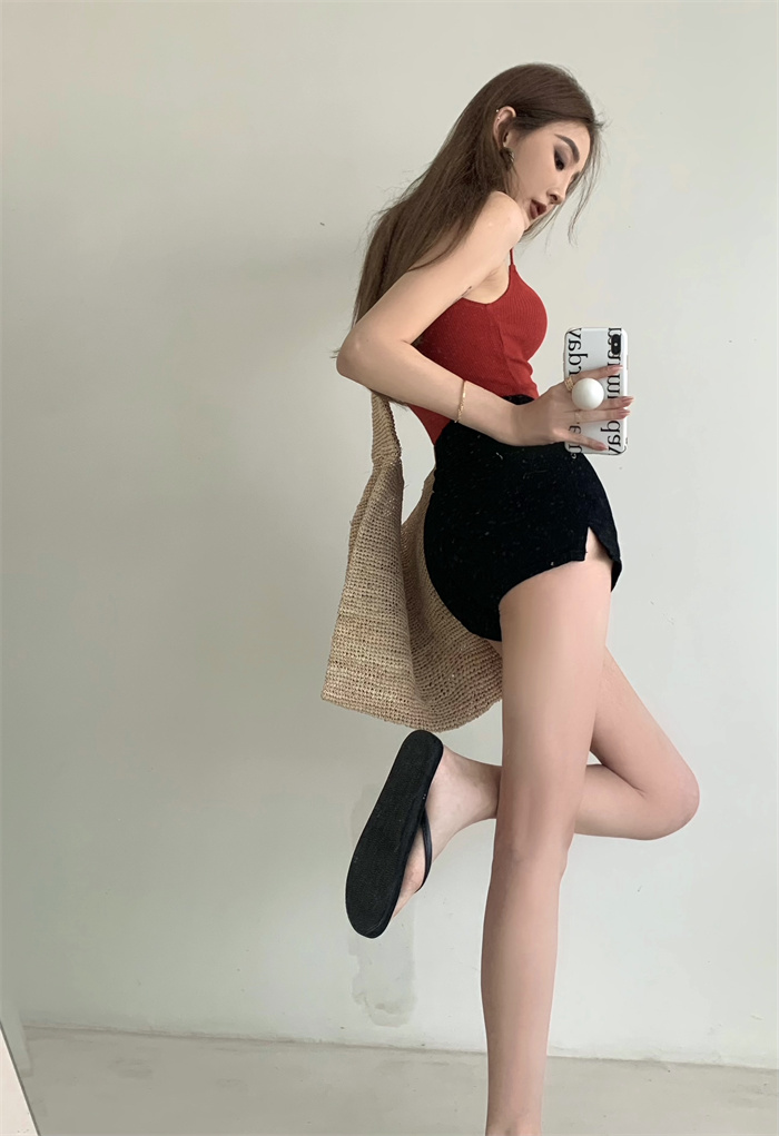 Real Price vintage high waist split denim shorts