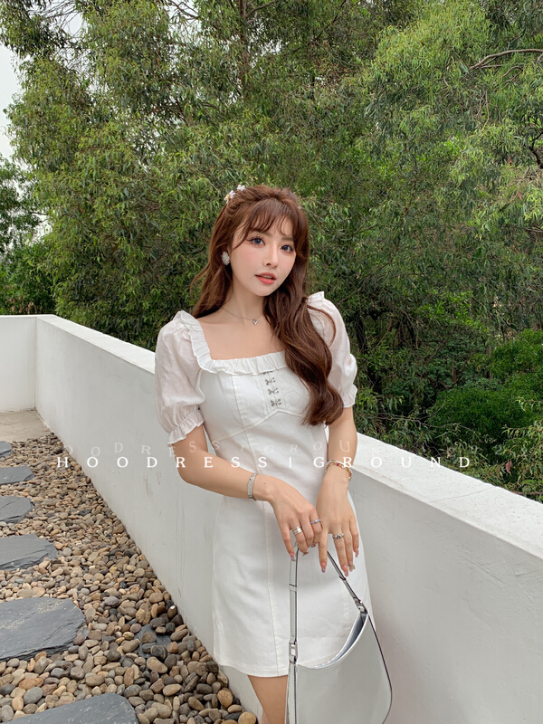 [huohuohuo huodres] Fangling Korean mosaic dress 22175# ozq