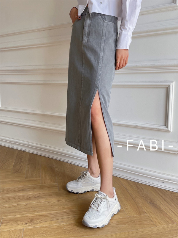 [FabI] medium length fashion temperament slim denim skirt 6038# YY