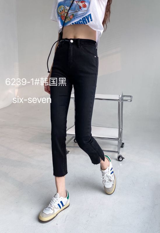 [six seven] Korean design small straight jeans 6239-1 Korean black # CLS