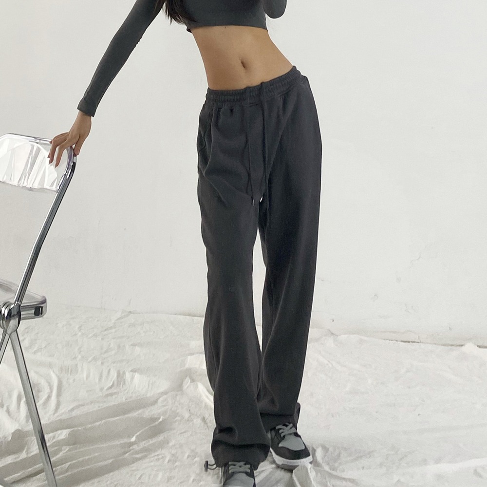 Fried Street European and American loose sportswear women's leisure high waist versatile loose drawstring Leggings straight leg guards