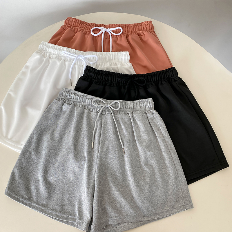 Real shooting and real price summer sports high waist and wide leg casual shorts are thin and solid color. Wear home running hot pants outside