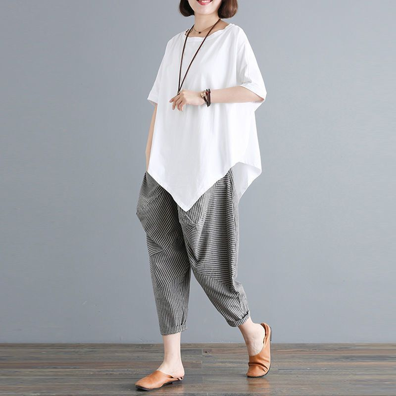 Suit 2022 new loose and thin bat sleeve Harlan pants suit casual fashion summer women's wear