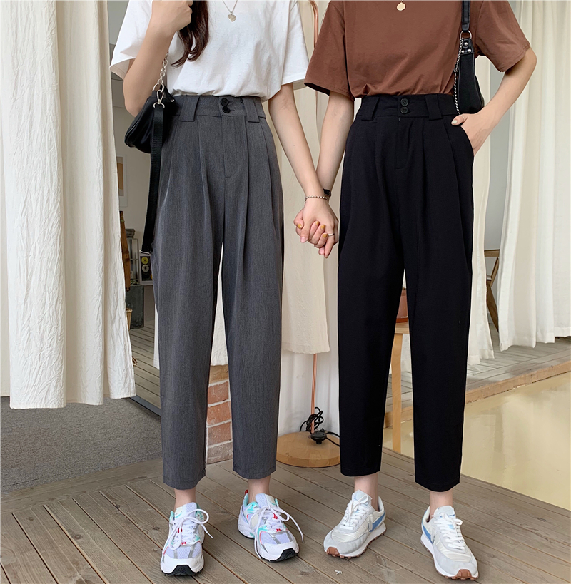 Real shot summer chic new girlfriends Joker with suit pants high waist temperament casual pants