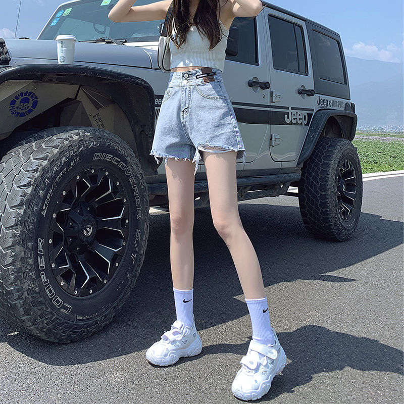 High waist denim shorts women's summer thin 2022 new loose wide legs slim a-word hot girls ultra-short hot pants