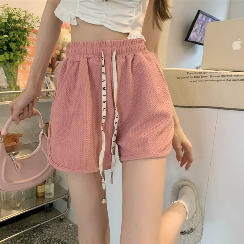 Real Waffle Puff Casual Shorts Women's Summer New Korean Loose Drawstring Hot Pants