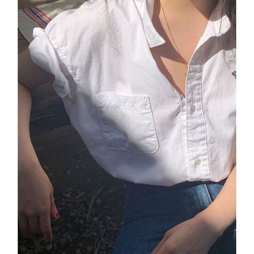2022 Korean version of loose summer white shirt women's French cotton breathable short sleeve retro academic style half sleeve shirt