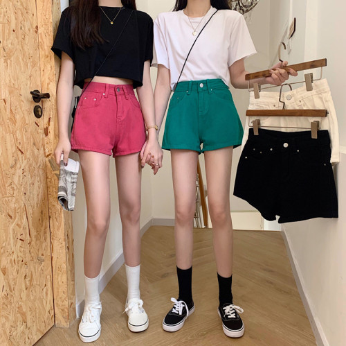 Real price summer new high waist a denim shorts basic four color Joker jeans