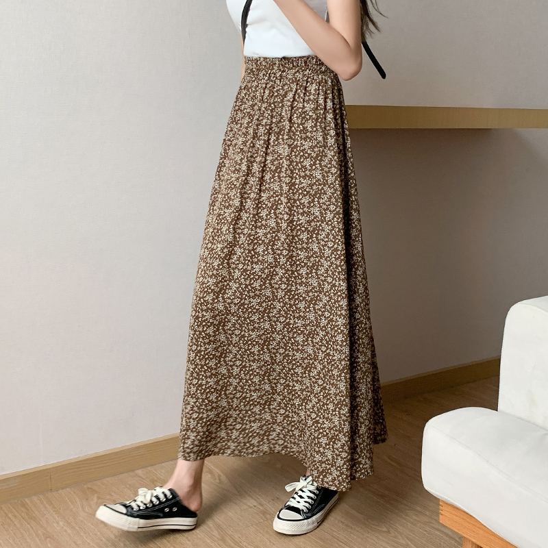Retro floral skirt women's summer 2022 new high waist slim a long skirt Joker hip skirt