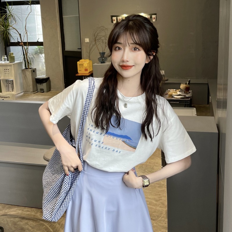 Official figure real price cotton new Korean T-shirt women's short sleeve summer loose Joker casual jacket