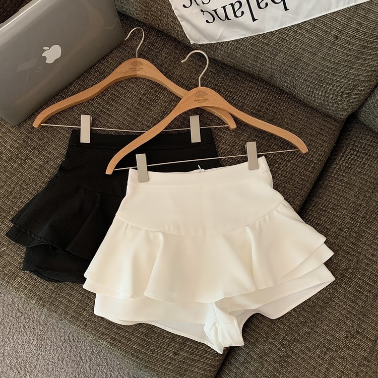 Real price summer stereo flounces stitching fake two pure ins slim pants skirt