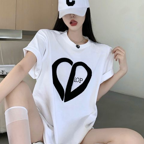 Simple letter short sleeve T-shirt female loose Korean minority students Joker jacket