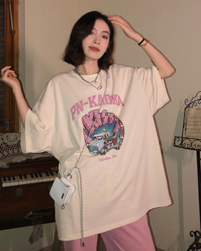 Summer recommended cotton 180g 2022 new fashion versatile Korean printed short sleeve T-shirt women