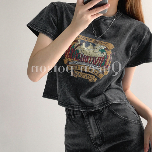 Official figure pull frame cotton American retro antique hot girls short short sleeve T-shirt summer loose Korean version