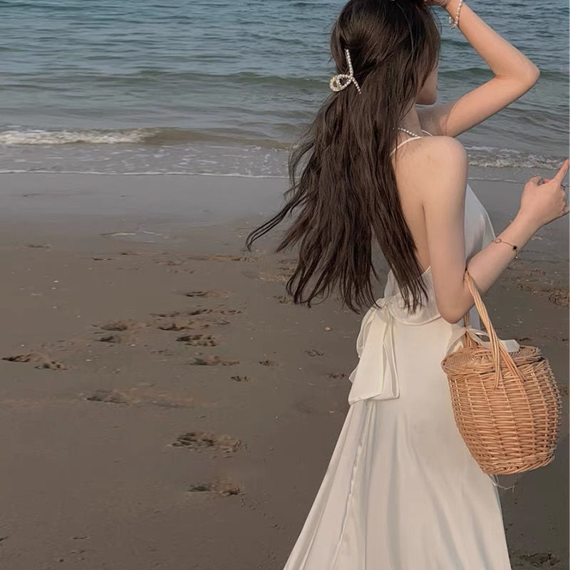 Double layer lining holiday dress summer super fairy Sanya Travel suspender skirt beach skirt female