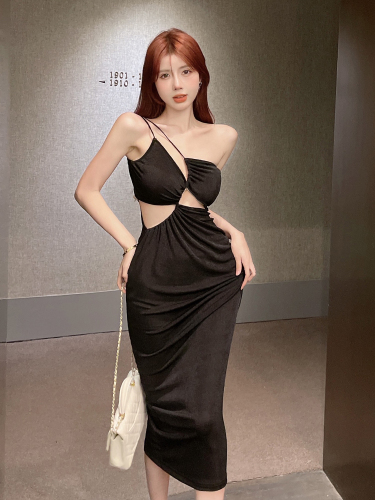Real price hollow out waist strap dress dress